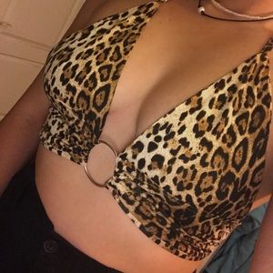 cheetah o-ring halter top